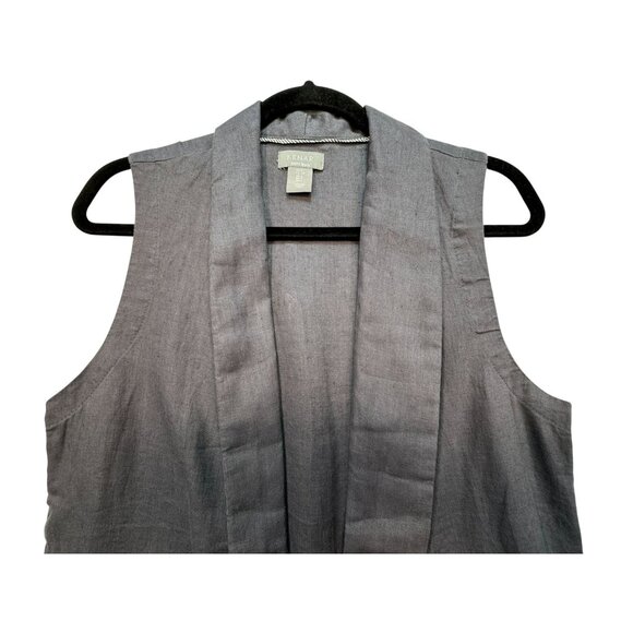 Kenar Womens Sleeveless Open-Front Linen Long Vest Size S Grey Lagenlook Minima - Picture 5 of 13
